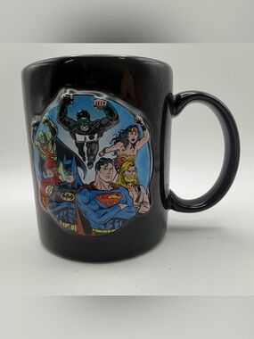 DC Comics Black Justice League Ceramic Coffee Mug with Multicolor Heroes